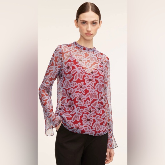 Rebecca Taylor Vera Fleur Mock Neck Blouse - Picture 14 of 14